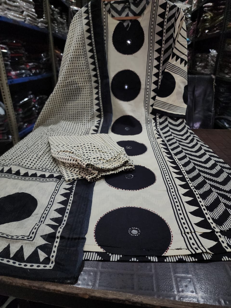 Black Elegant Ajrakh Cotton Suit Set